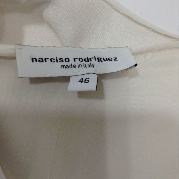 Narciso Rodriquez One Shoulder Asymmetrical Hem Satin Cape Blouse Size 8 - Picture 8 of 9